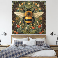 Elegant retro albbee boho botanisk blommigt art