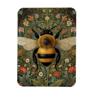Elegant retro albbee boho botanisk blommigt art magnet