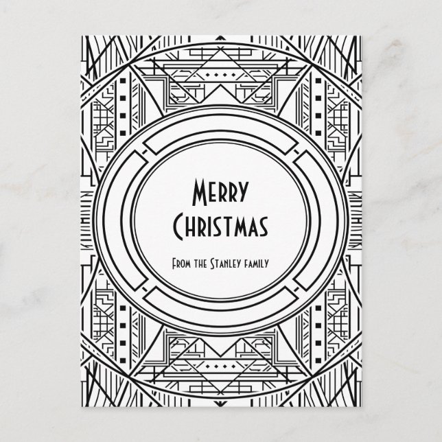 Elegant retro art deco God jul Vykort (Framsida)