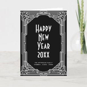 Elegant retro art deco Gott nytt år Helgkort