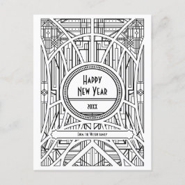 Elegant retro art deco Gott nytt år Vykort