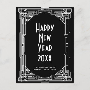 Elegant retro art deco Gott nytt år Vykort