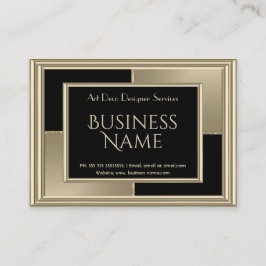 Elegant Retro Art Deco Sepia Beige Black Visitkort