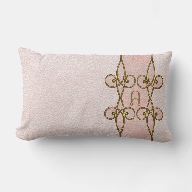 Elegant Retro art décovintage för Monogram Lumbarkudde (Framsida)