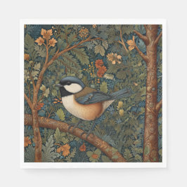Elegant retro art nouveau skogsfågel pappersservett