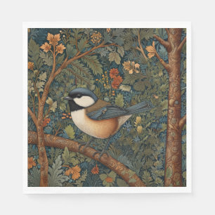 Elegant retro art nouveau skogsfågel pappersservett