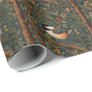 Elegant retro art nouveau skogsfågel presentpapper