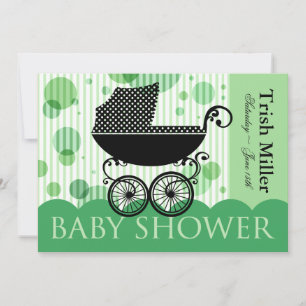 Elegant Retro Baby Carriage - Baby Shower Party Inbjudningar