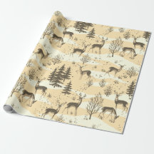 Elegant Retro Beige Cream Woodland Hjort