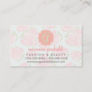 Elegant Retro Blommigt Rosa Mint Girly, Personlig Visitkort