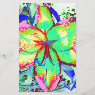 Elegant retro boho abstrakt grönt rosa blommigt brevpapper