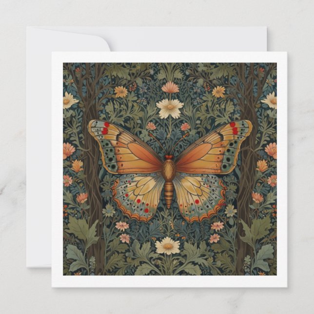 Elegant retro boho butterfly botanical greenery inbjudningar (Framsida)