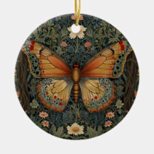 Elegant retro boho butterfly botanical greenery julgransprydnad keramik