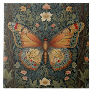 Elegant retro boho butterfly botanical greenery kakelplatta