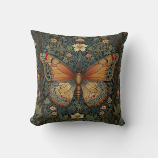 Elegant retro boho butterfly botanical greenery kudde