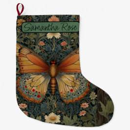 Elegant retro boho butterfly botanical greenery stor julstrumpa