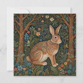 Elegant retro boho kanin woodland blommigt inbjudningar