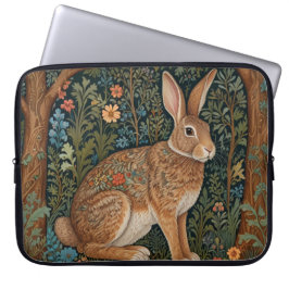 Elegant retro boho kanin woodland blommigt laptop fodral
