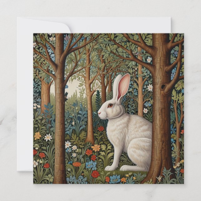 Elegant retro boho kanin woodland blommigt Påsk Julkort (Framsida)