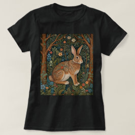 Elegant retro boho kanin woodland blommigt t shirt