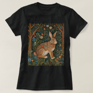 Elegant retro boho kanin woodland blommigt t shirt