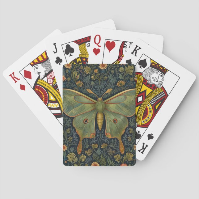 Elegant retro boho Luna moth botanical Casinokort (Baksidan)