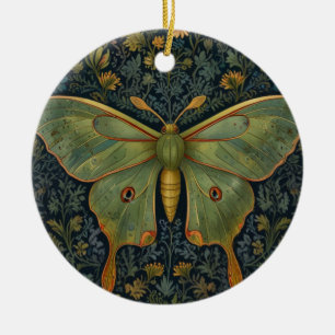 Elegant retro boho Luna moth botanical Julgransprydnad Keramik