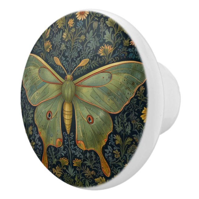 Elegant retro boho Luna moth botanical Knopp (Höger)