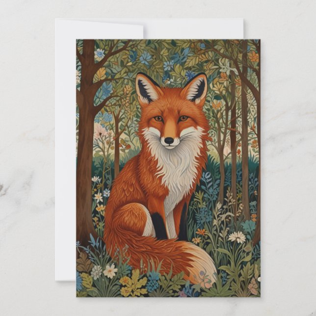 Elegant (retro boho red fox woodland) inbjudningar (Framsida)