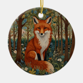 Elegant (retro boho red fox woodland) julgransprydnad keramik