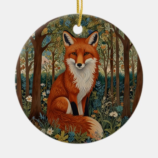 Elegant (retro boho red fox woodland) julgransprydnad keramik (Framsidan)