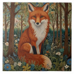 Elegant (retro boho red fox woodland) kakelplatta<br><div class="desc">Den här elegantens bohemiillustration skildrar en charmig röd räv som är kapslad mitt i en lush och förtjusande skogsscen. Fräven, som återges i detalj, är omgiven av en mängd charmerande blommor, ömtålig löv och rik greenery, som alla är vackert sammanflätade. Art nouveau stil är tydligt i det blomstrande, ekologiska linjer...</div>