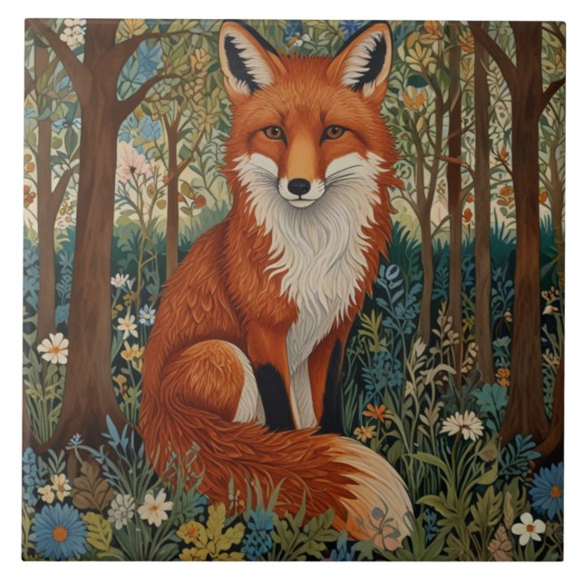 Elegant (retro boho red fox woodland) kakelplatta (Framsidan)