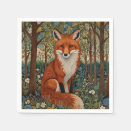 Elegant (retro boho red fox woodland) pappersservett