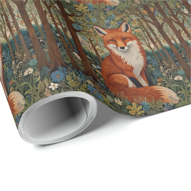 Elegant (retro boho red fox woodland) presentpapper (Rullad Hörn)
