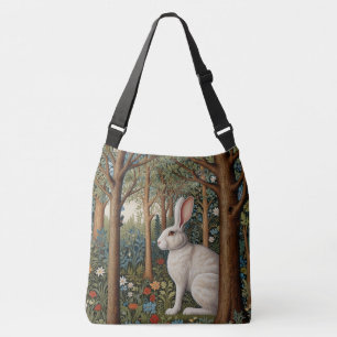 Elegant retro boho white kanin woodland blommigt axelväska