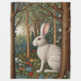 Elegant retro boho white kanin woodland blommigt fleecefilt