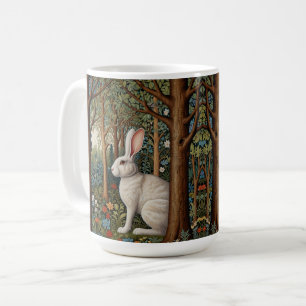 Elegant retro boho white kanin woodland blommigt kaffemugg