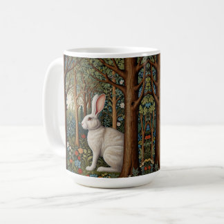 Elegant retro boho white kanin woodland blommigt kaffemugg