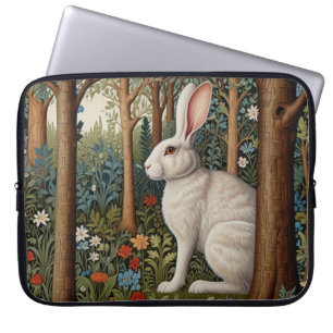 Elegant retro boho white kanin woodland blommigt laptop fodral