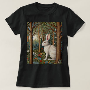 Elegant retro boho white kanin woodland blommigt t shirt