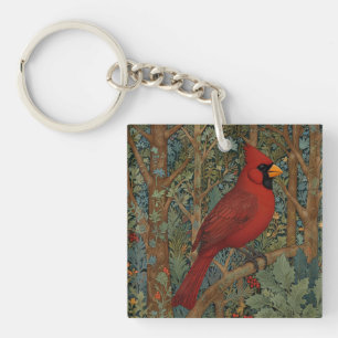 Elegant Retro Cardinal Art nouveau röd fågel