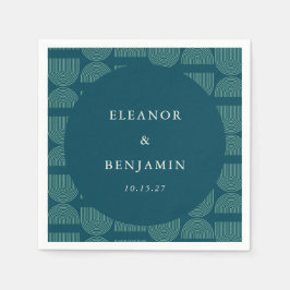 Elegant Retro Chic Arch Teal Blue Personligt bröll Pappersservett