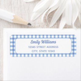 Elegant Retro Cute Baby blue Gingham Returadress Etikett