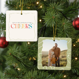 Elegant Retro Family Photo Portrait Christmas Julgransprydnad Keramik