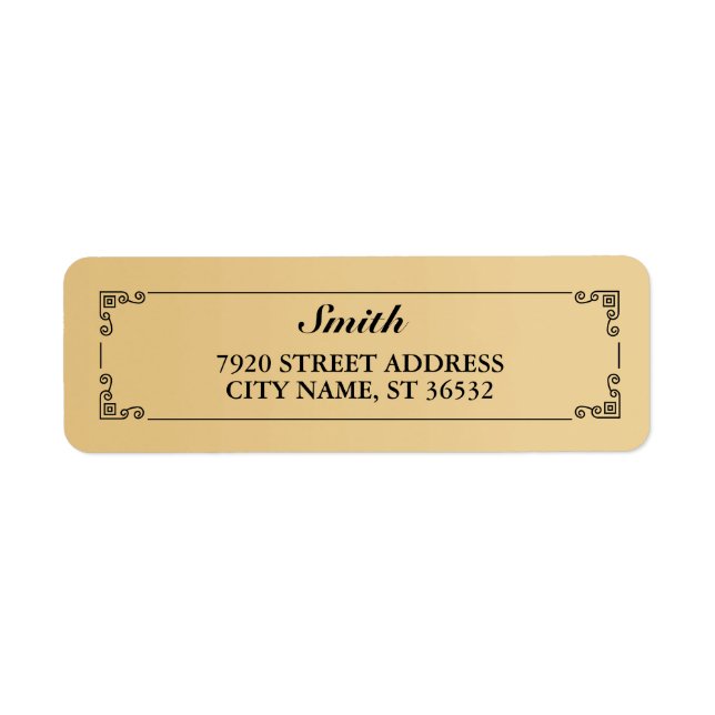 Elegant Retro Golden Gradient Returadress Etikett (Framsidan)