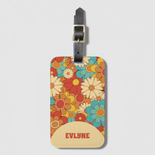 Elegant Retro Groovy Blommigt Trendig Boho Chic Bagagebricka