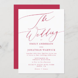 Elegant Retro Red Magenta Bröllop Inbjudningar