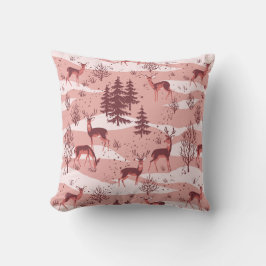 Elegant Retro Rosa Red Woodland Hjort Kudde