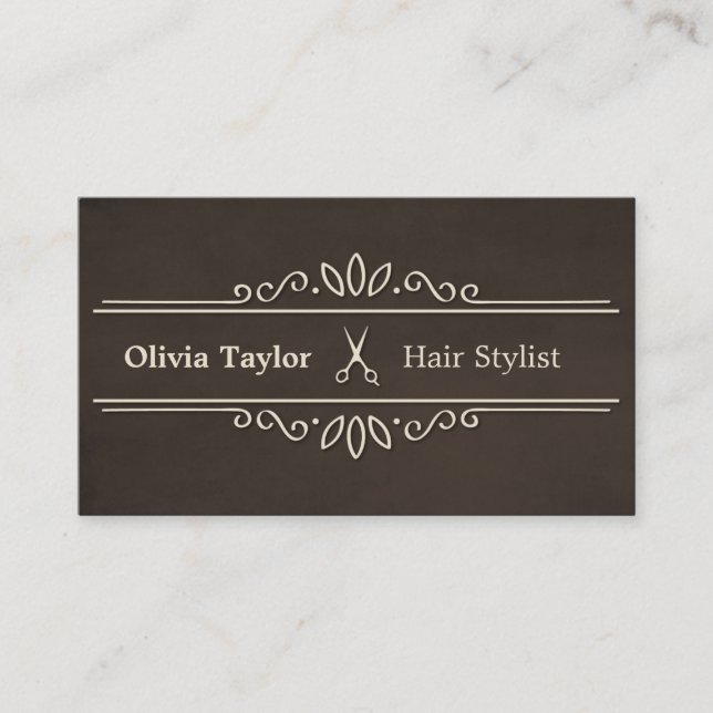 Elegant Retro Scissors Hair Stylist Barber Shop Visitkort (Framsida)